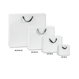 Τσάντα Χάρτινη Χειροποίητη, Λευκή με Μαύρη Φακαρόλα, 25 τμχ