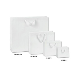 Τσάντα Χάρτινη Χειροποίητη, Λευκή με Λευκή Φακαρόλα, 25 τμχ