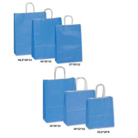 Τσάντα Χάρτινη Γαλάζια με Στριφτό Χεράκι - 25 τμχ