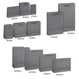 Χάρτινες Χειροποίητες Τσάντες με Κορδόνι – Γκρι, 20τμχ