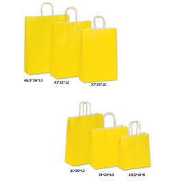 Τσάντα Χάρτινη Κίτρινη με Στριφτό Χεράκι - 25 τμχ