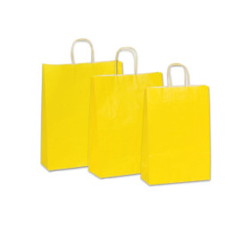 Τσάντα Χάρτινη Κίτρινη με Στριφτό Χεράκι - 25 τμχ