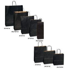 Τσάντα Χάρτινη Μαύρη με Στριφτό Χεράκι - 25 τμχ