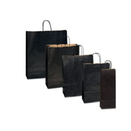 Τσάντα Χάρτινη Μαύρη με Στριφτό Χεράκι - 25 τμχ