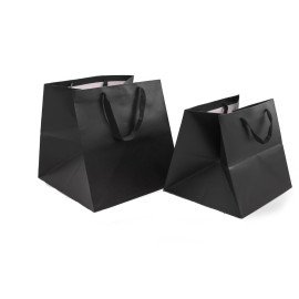 Τσάντα Χάρτινη Χειροποίητη Τετράγωνη – Μαύρη Φακαρόλα (12 τμχ.)