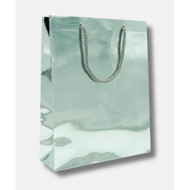 Χειροποίητες Πλαστικοποιημένες Τσάντες Ασημί Γυαλιστερές – 20 τμχ