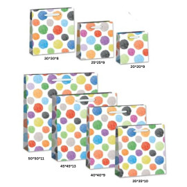 Τσάντα Χειροποίητη Πλαστικοποιημένη, Πολύχρωμα Πουά, 12 τμχ