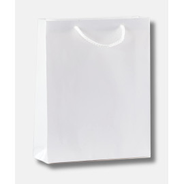 Χειροποίητες Πλαστικοποιημένες Τσάντες Λευκές Γυαλιστερές – 20 τμχ