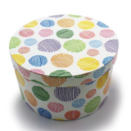 Χειροποίητο Χάρτινο Κουτί-Καπελιέρα, Πολύχρωμο Πουά, 2 διάστασεις