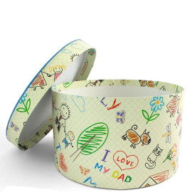 Χειροποίητο Χάρτινο Κουτί-Καπελιέρα, Family με Μπλε Καπάκι, 2 διάστασεις