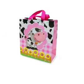 Τσάντα Non Woven με Χούφτα, Ροζ Αγελαδίτσα, 1 τμχ.