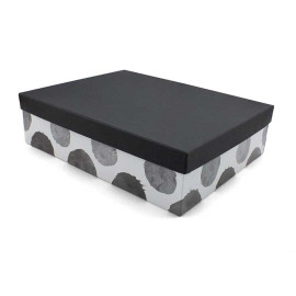 Χειροποίητο Χάρτινο Κουτί, Μαύρο Πουά με Μαύρο Καπάκι, 4 διαστάσεις