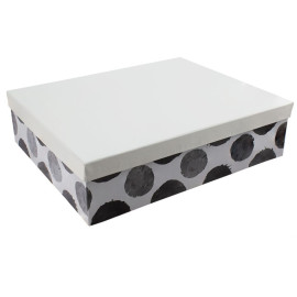 Χειροποίητο Χάρτινο Κουτί, Μαύρο Πουά με Λευκό Καπάκι, 4 διαστάσεις