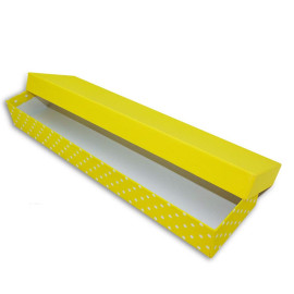 Χειροποίητο Χάρτινο Κουτί Λαμπάδας, Κίτρινο-Πουά, 42*10*5cm