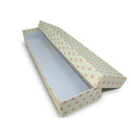 Χειροποίητο Χάρτινο Κουτί Λαμπάδας, Λευκό/Ροζ-Πουά, 42*10*5cm