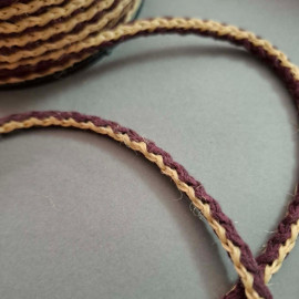 Κορδόνι Πλεκτό Γιούτα, Φυσικό-Μπορντό, 25 μέτρα, 5mm