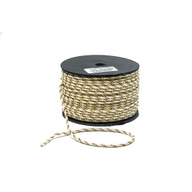 Κορδόνι Στριφτό Τρίκλωνο Μεταξωτό Λευκό-Χρυσό 3mm