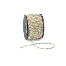 Κορδόνι Στριφτό Τρίκλωνο Μεταξωτό Λευκό-Χρυσό 3mm