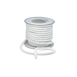 Κορδόνι Στριφτό Τρίκλωνο Βαμβακερό Λευκό 10mm