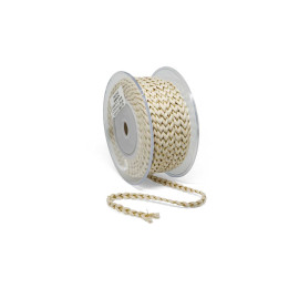 Πλεκτή Βαμβακερή Πλεξούδα 8mm Εκρού-Χρυσό