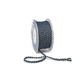 Πλεκτή Βαμβακερή Πλεξούδα 8mm Μπλε-Χρυσό