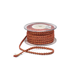 Πλεκτή Βαμβακερή Πλεξούδα 8mm Τερακότα-Χρυσό