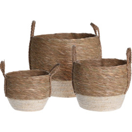 Καλάθι Straw με Λαβές S/3