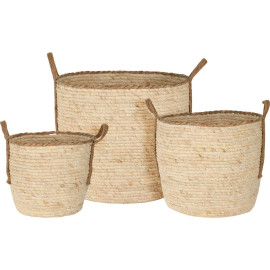 - Καλάθι Straw με Λαβές S/3