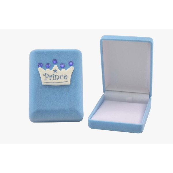 Γαλάζιο Βελούδινο Κουτί με Κορώνα