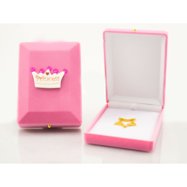 Ροζ Βελούδινο Κουτί με Κορώνα