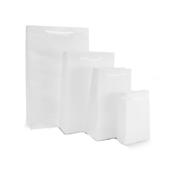 Τσάντα Χάρτινη Χειροποίητη με Κορδόνι, Άσπρη, 25 τμχ