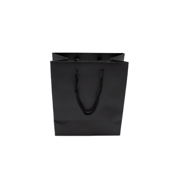 Τσάντα Χειροποίητη με Κορδόνι, Μαύρη, 20 τμχ - Ματ Πλαστικοποίση