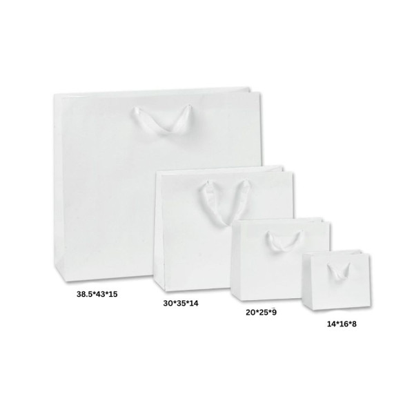 Τσάντα Χάρτινη Χειροποίητη, Λευκή με Λευκή Φακαρόλα, 25 τμχ