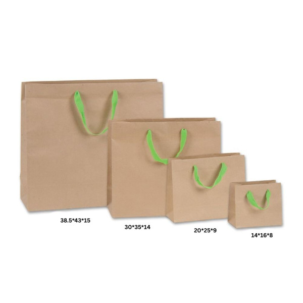 Τσάντα Χάρτινη Χειροποίητη, Κράφτ με Λαχανί Φακαρόλα, 25 τμχ