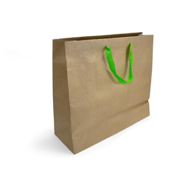 Τσάντα Χάρτινη Χειροποίητη, Κράφτ με Λαχανί Φακαρόλα, 25 τμχ