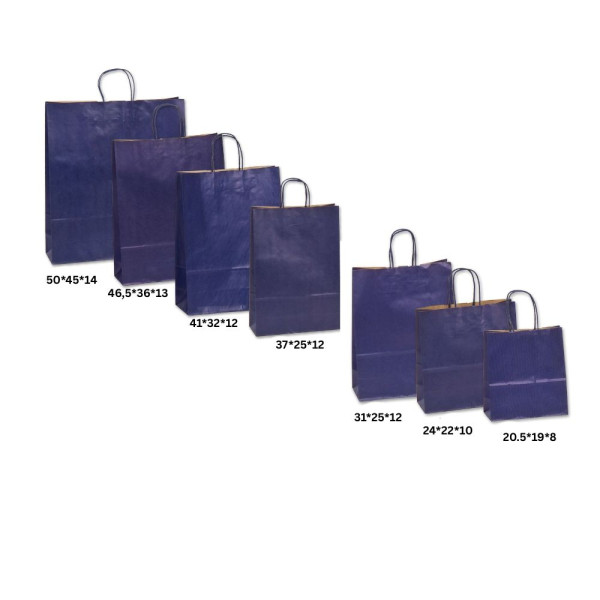 Τσάντα Χάρτινη με Στριφτό Χεράκι, Μπλε, 25 τμx.