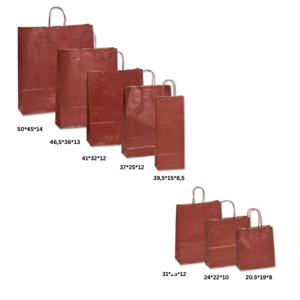 Τσάντα Χάρτινη με Στριφτό Χεράκι, Μπορντώ, 25 τμx.