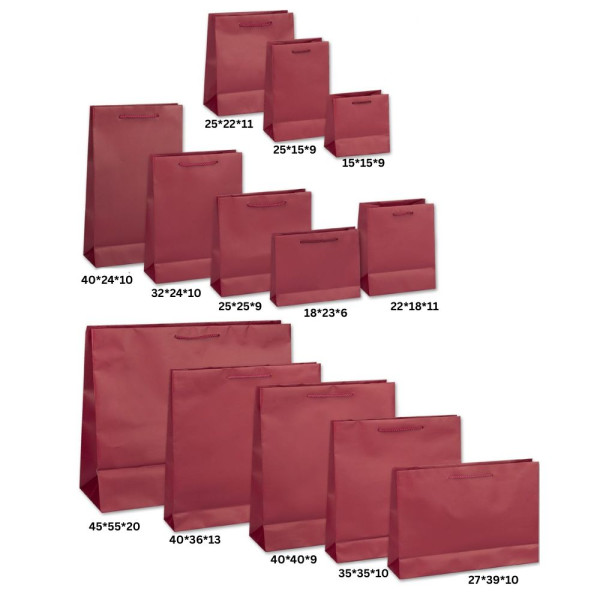 Τσάντα Χειροποίητη με Κορδόνι, Μπορντώ, 20 τμχ - Ματ Πλαστικοποίση