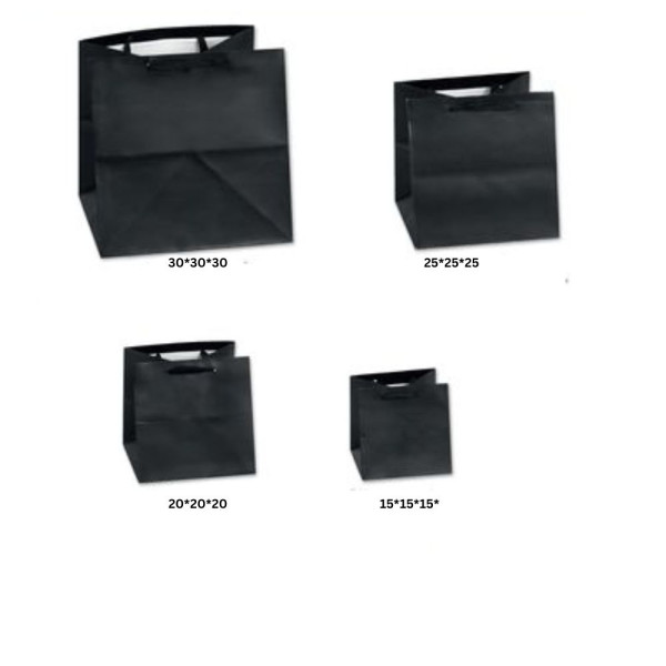 Τσάντα Χάρτινη Χειροποίητη Τετράγωνη – Μαύρη Φακαρόλα (12 τμχ.)