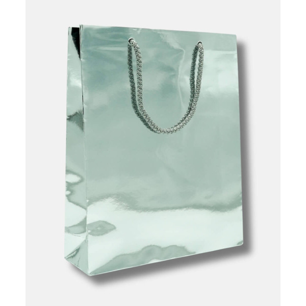 Χειροποίητες Πλαστικοποιημένες Τσάντες Ασημί Γυαλιστερές – 20 τμχ