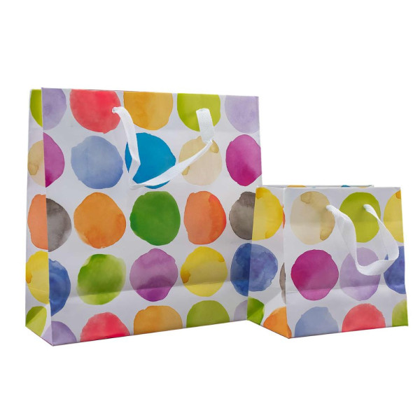 Τσάντα Χειροποίητη Πλαστικοποιημένη, Πολύχρωμα Πουά, 12 τμχ