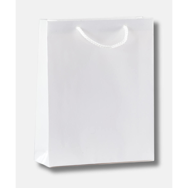 Χειροποίητες Πλαστικοποιημένες Τσάντες Λευκές Γυαλιστερές – 20 τμχ