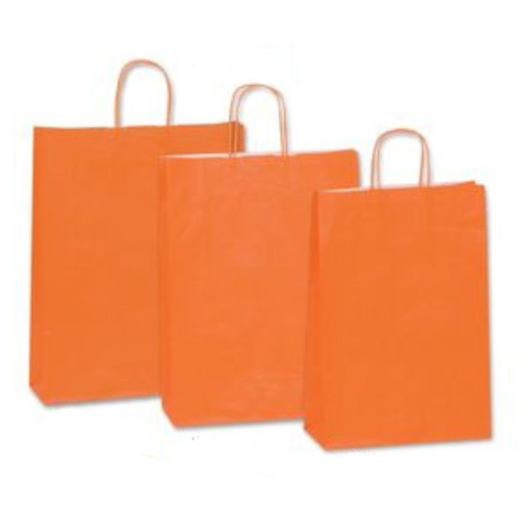 Τσάντα Χάρτινη Πορτοκαλί με Στριφτό Χεράκι - 25 τμχ