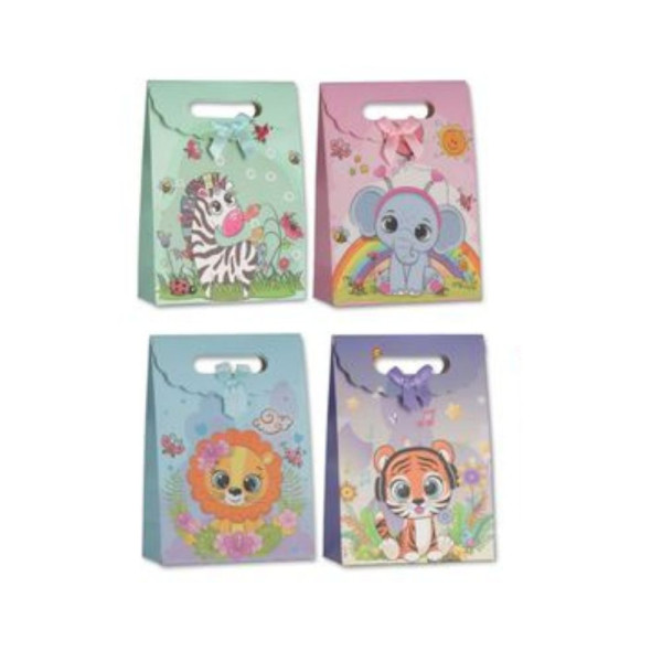 Χάρτινες Tσάντες με Ανάμεικτα Σχέδια - Ματ Πλαστικοποίηση, 12 τμχ.