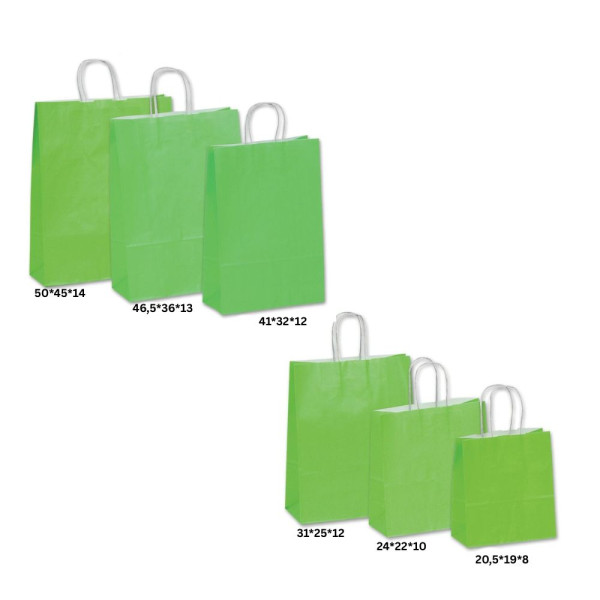 Τσάντα Χάρτινη Λαχανί με Στριφτό Χεράκι - 25 τμχ