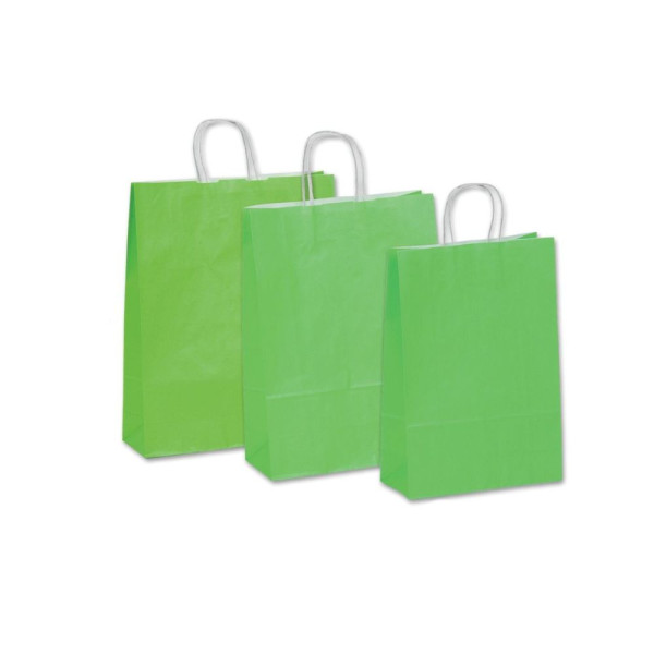 Τσάντα Χάρτινη Λαχανί με Στριφτό Χεράκι - 25 τμχ