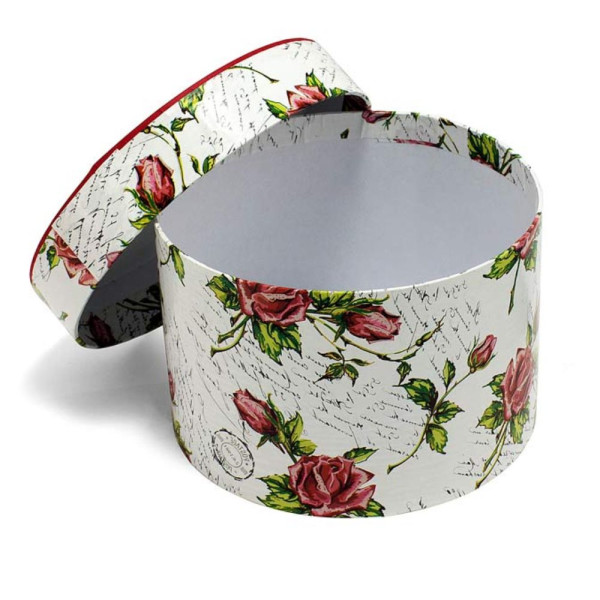 Χειροποίητο Χάρτινο Κουτί-Καπελιέρα, Κόκκινα Λουλούδια, 2 διάστασεις