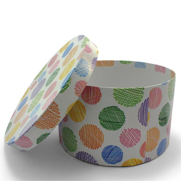 Χειροποίητο Χάρτινο Κουτί-Καπελιέρα, Πολύχρωμο Πουά, 2 διάστασεις