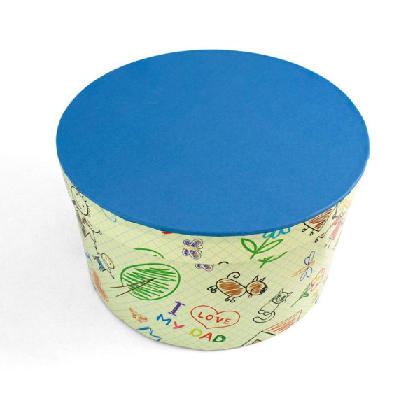 Χειροποίητο Χάρτινο Κουτί-Καπελιέρα, Family με Μπλε Καπάκι, 2 διάστασεις