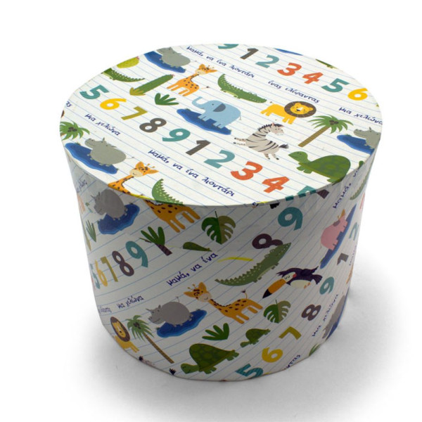 Χειροποίητο Χάρτινο Κουτί-Καπελιέρα, Ζωάκια και Αριθμοί, 2 διάστασεις